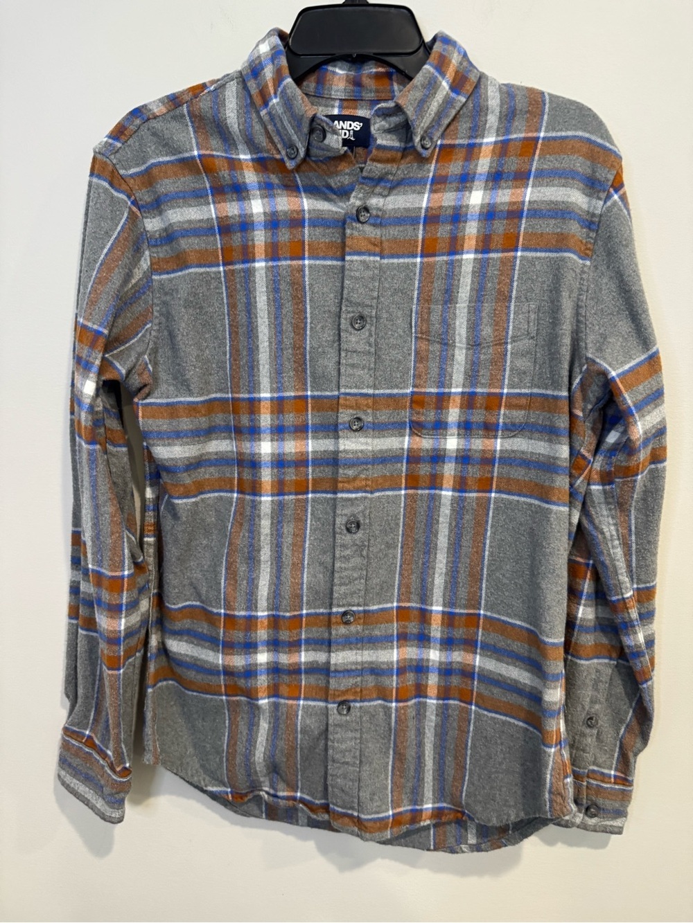 Lands' End Men’s Gray Plaid Slim Fit Button-Down Shirt Office Casual Outdoors M